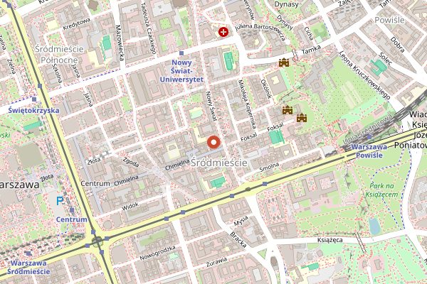 Map showing A. Blikle (Nowy Swiat) in Warsaw