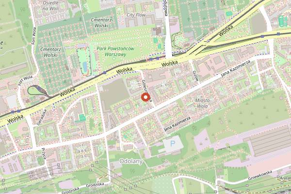 Map showing Baker's House in Warsaw