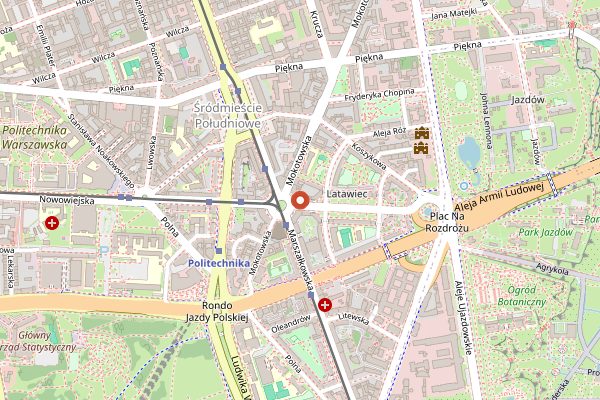 Map showing Charlotte (Plac Zbawiciela) in Warsaw