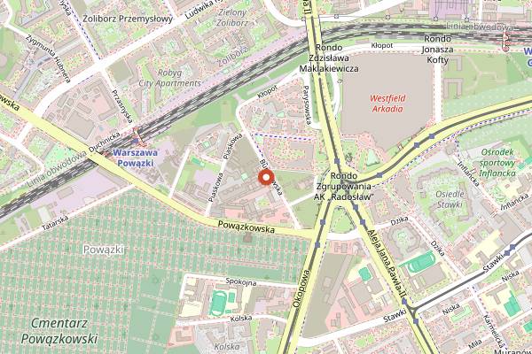 Map showing Muffia Bakery in Warsaw