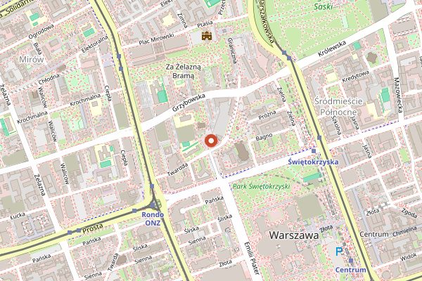 Map showing Cosmo Bar in Warsaw