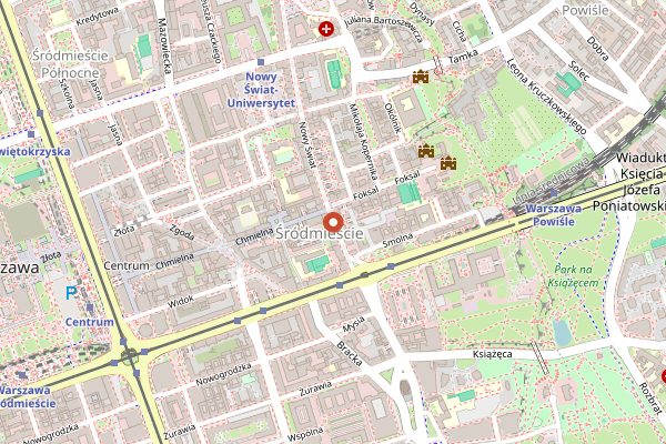 Map showing Pijalnia Wodki i Piwa (Nowy Swiat) in Warsaw