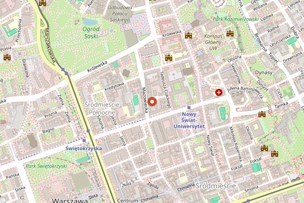 Map showing Tygmont Live Club in Warsaw