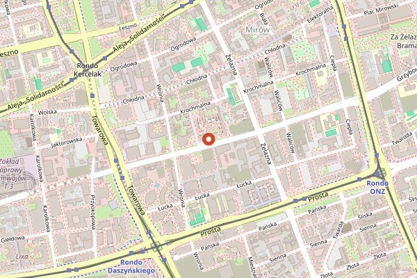 Map showing Browar Warszawski in Warsaw