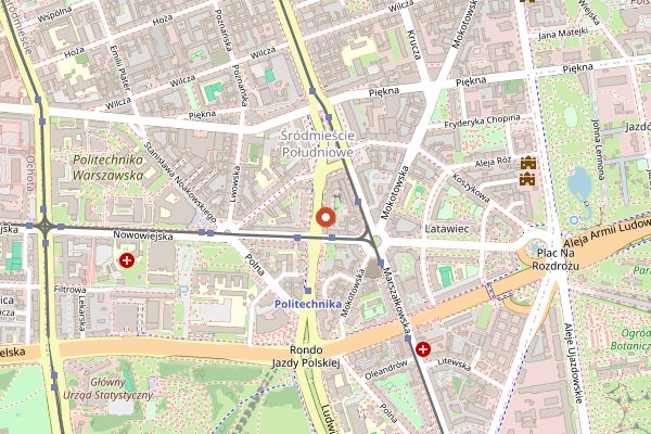Map showing MiTo Art Cafe Books in Warsaw