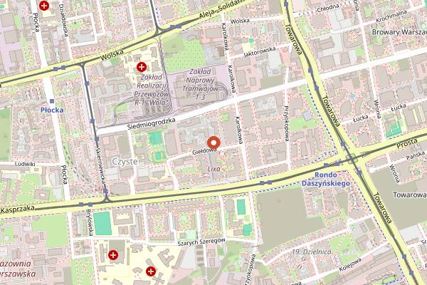 Map showing Czerwony Stefan in Warsaw