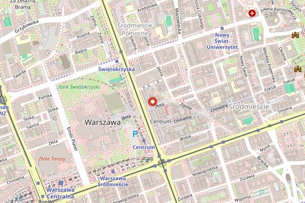 Map showing Włoski Strajk Pizza Bar in Warsaw