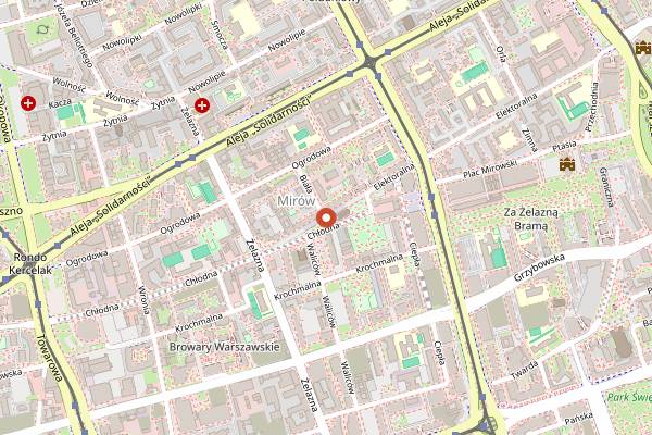 Map showing Agere Contra in Warsaw