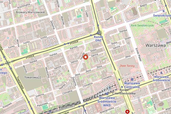Map showing Bistro and Cafe in Warsaw