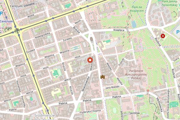 Map showing Mokotowska 69 in Warsaw