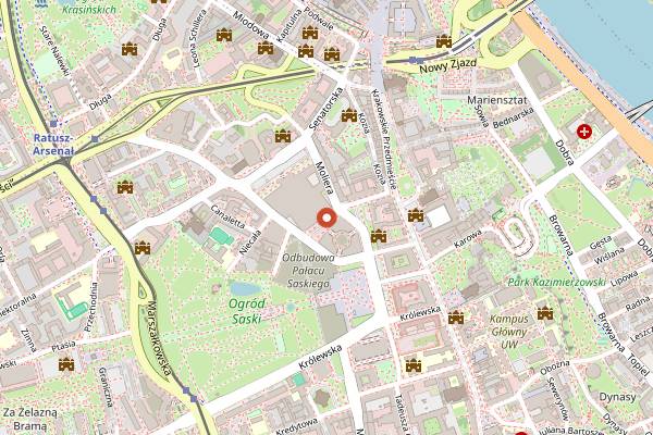 Map showing Ogrody Wieniawy in Warsaw