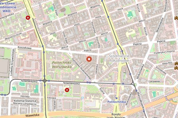 Map showing Tuk Tuk (Hala Koszyki) in Warsaw