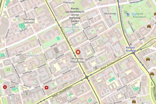Map showing Vegan Ramen Shop (Muranow) in Warsaw