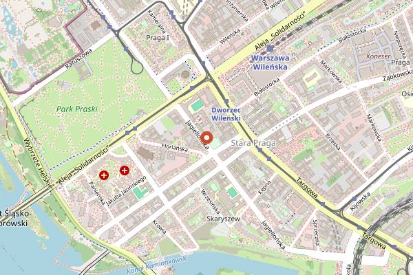 Map showing hub.praga in Warsaw