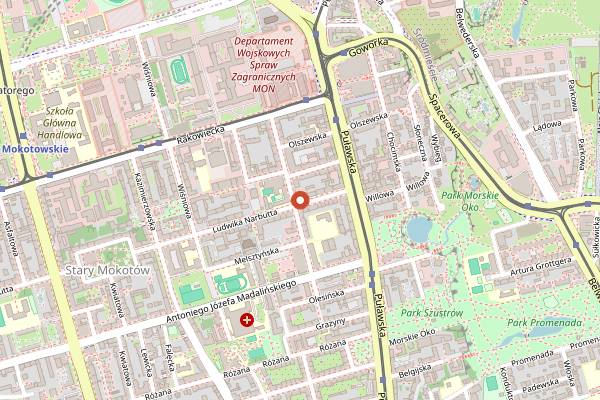 Map showing Willa Biała in Warsaw