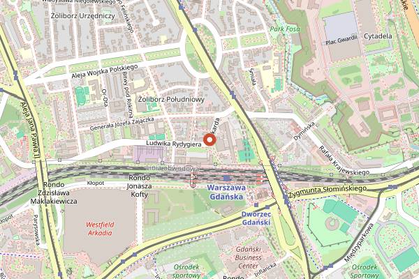 Map showing Pasadena Restaurant in Warsaw