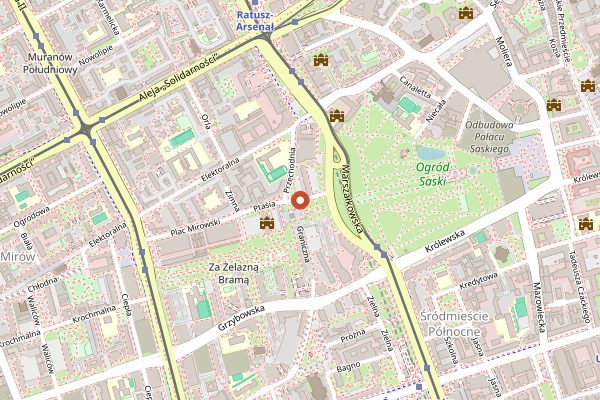Map showing Hala Gwardii in Warsaw