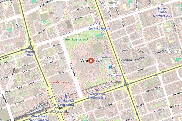 Map showing Klubokawiarnia Chmury in Warsaw