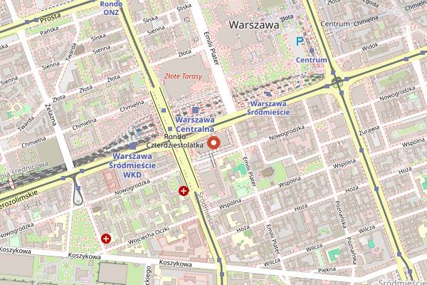 Map showing Panorama Sky Bar in Warsaw