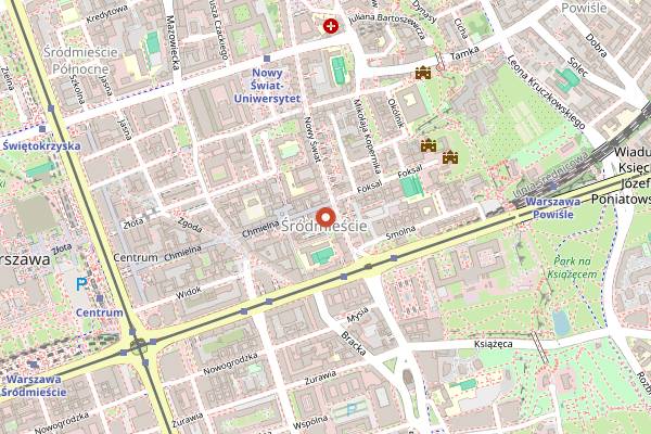 Map showing Pijalnia Wodki i Piwa Nowy Swiat in Warsaw