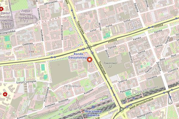 Map showing The Roof Sky Bar in Warsaw