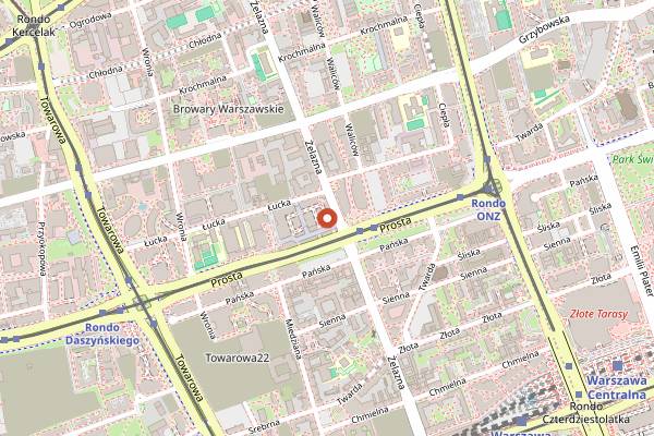 Map showing Blue Cactus in Warsaw