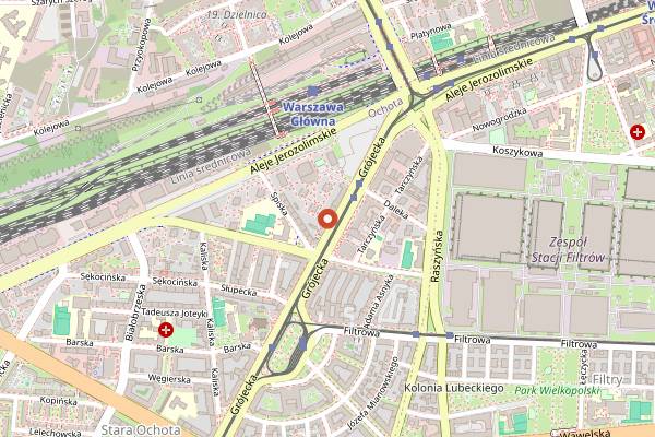 Map showing Hamsa Grill Restaurant in Warsaw