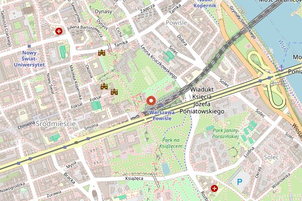 Map showing Kafe Zielony Niedzwiedz in Warsaw