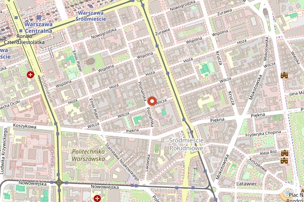 Map showing Nolita in Warsaw