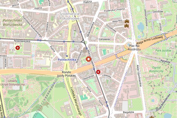 Map showing Krowarzywa Vegan Burger (Marszalkowska) in Warsaw