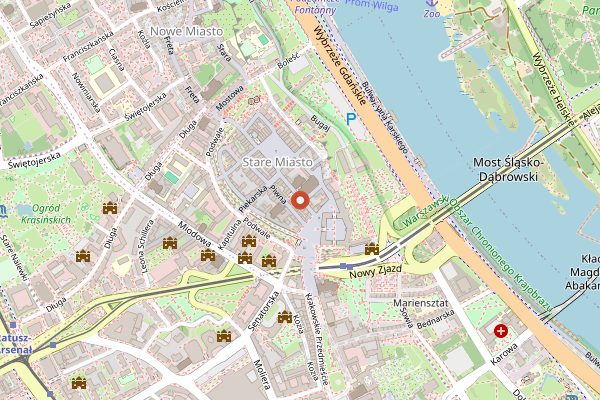 Map showing Zapiecek (Old Town) in Warsaw