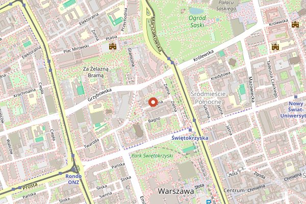 Map showing Kieliszki na Proznej in Warsaw