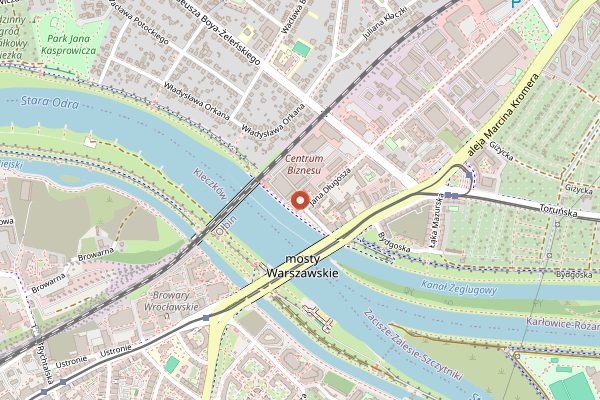 Map showing Browar Stu Mostów in Wrocław