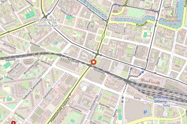 Map showing Etno Cafe Okrąglak in Wrocław