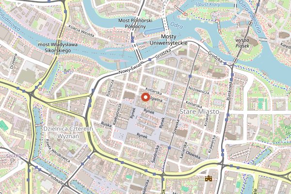 Map showing Bez Lukru Kuchnia Roślinna in Wrocław