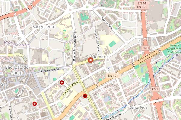 Map showing Cervejaria F Beer House Tribunal in Braga