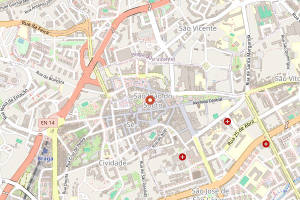 Map showing Pastelaria Lusitana in Braga
