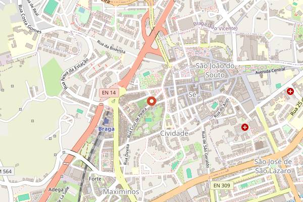 Map showing Domus Vinum in Braga