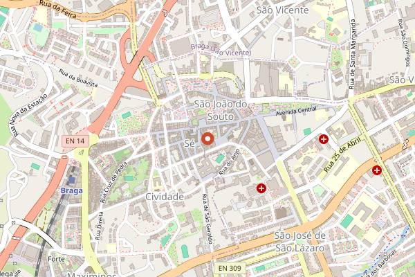 Map showing APE Coffee Corner in Braga