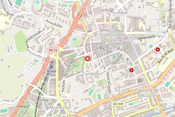Map showing Campo das Carvalheiras Antiques and Food Fair in Braga