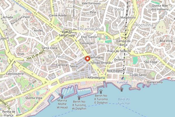 Map showing Fábrica Santo António in Funchal