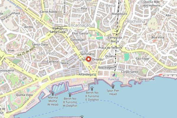 Map showing Casa do Bolo do Caco in Funchal
