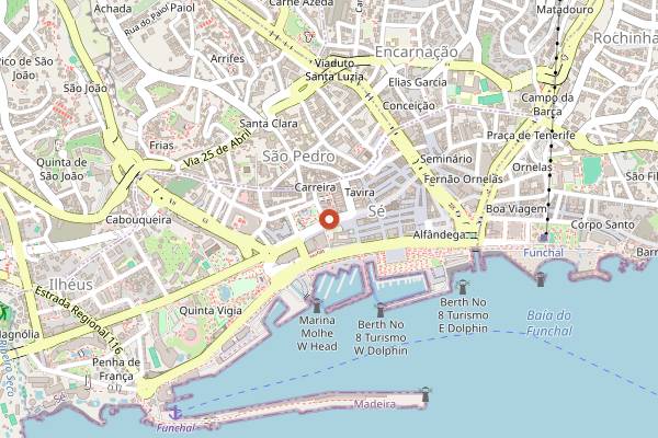 Map showing Blandy's Wine Lodge in Funchal