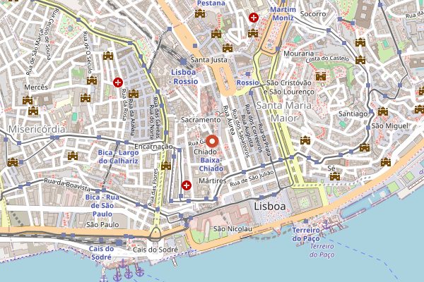 Map showing A Padaria Portuguesa Chiado in Lisbon