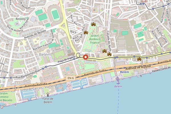 Map showing Pasteis de Belem in Lisbon