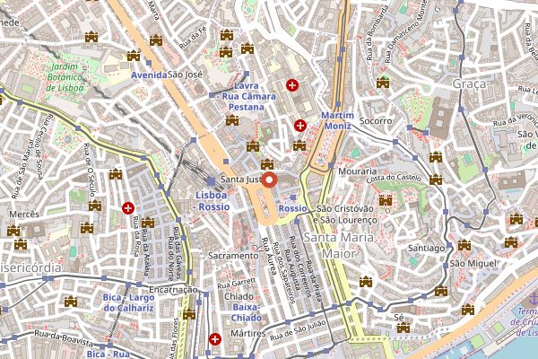 Map showing A Ginjinha in Lisbon