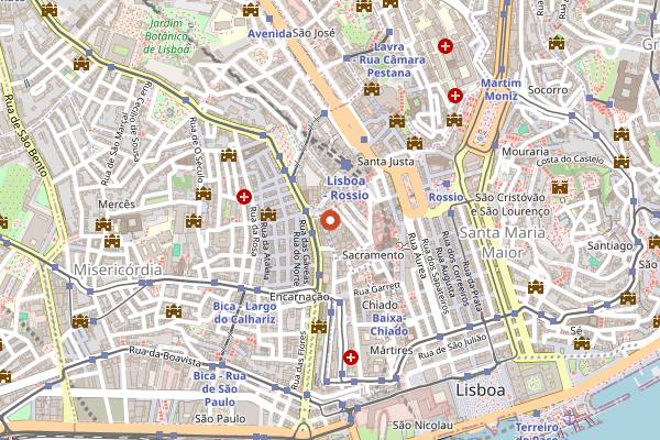 Map showing Casa dos Pecados in Lisbon