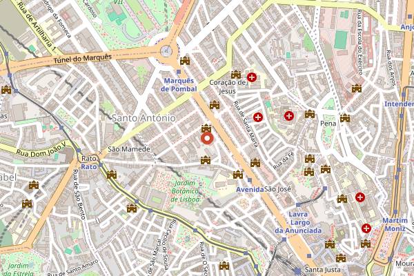 Map showing Sky Bar Tivoli in Lisbon