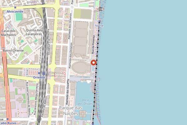 Map showing Capricciosa Parque das Nações in Lisbon