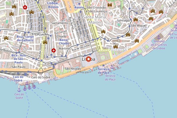 Map showing Casa do Alentejo prato do dia in Lisbon